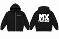 MXPartsAU plain black hoodie, front and back on white