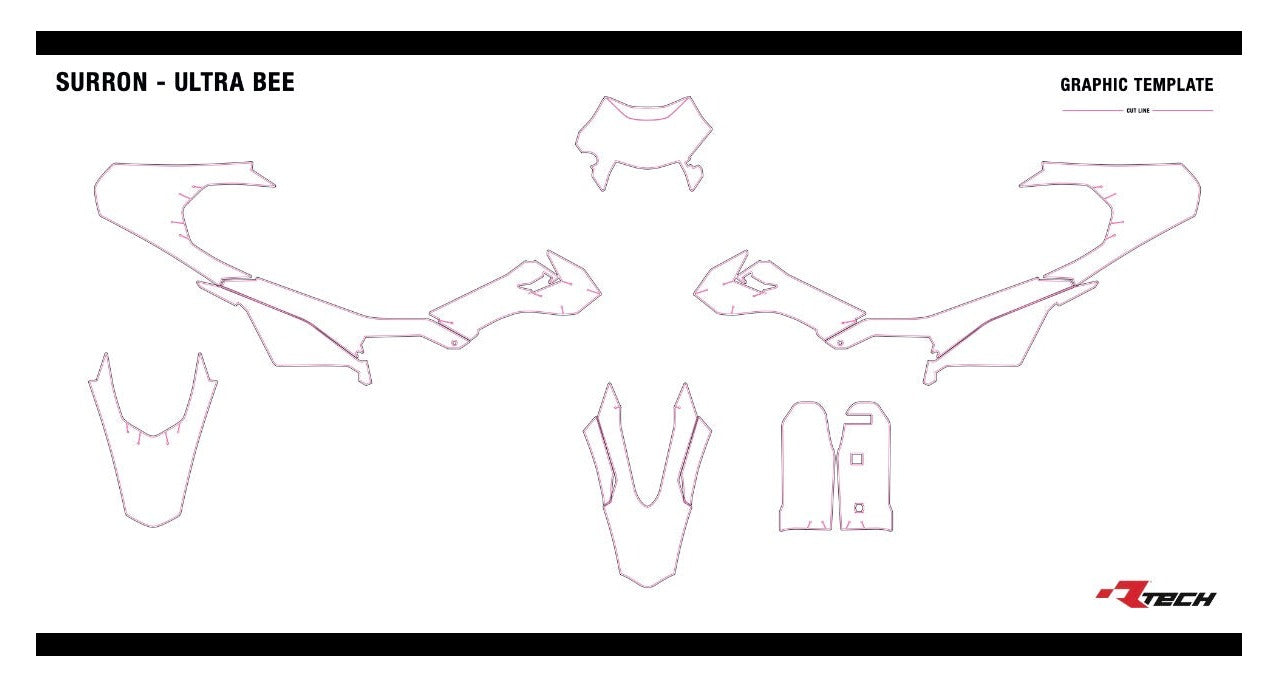 Surron Ultra Bee RTech plastics decal kit design template